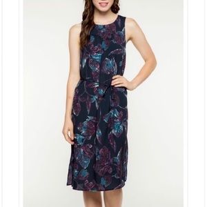 L // Everly NWT teal/purple floral print dress